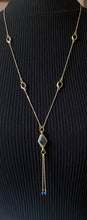 Load image into Gallery viewer, Gold Plated Blue Y-Drop Necklace with Vintage Elements
