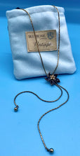 Load image into Gallery viewer, Vintage Rissi Black Enamel Floral Lariat Necklace
