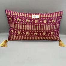 Load image into Gallery viewer, Vintage silk elephant print prosperity cushion
