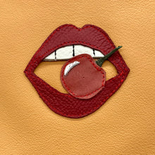 Load image into Gallery viewer, Yellow leather cherry pouch
