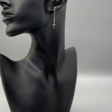 Load image into Gallery viewer, Sterling silver cross drop earrings
