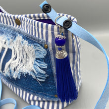 Load image into Gallery viewer, Blue and white stripe pouch
