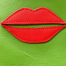 Load image into Gallery viewer, Green vegan leather lips pouch
