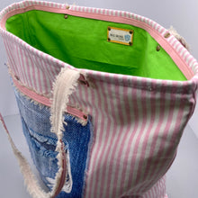 Load image into Gallery viewer, Pink and white stripe tote
