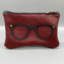 Load image into Gallery viewer, Burgundy &amp; black glasses pouch
