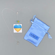 Load image into Gallery viewer, Ukraine charity double heart silver necklace
