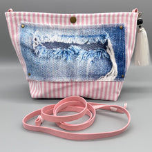 Load image into Gallery viewer, Pink and white stripe pouch
