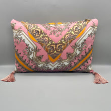 Load image into Gallery viewer, Vintage silk pink decadence cushion
