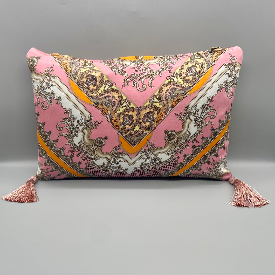 Vintage silk pink decadence cushion