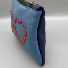 Load image into Gallery viewer, Blue leather glasses pouch
