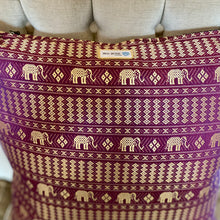 Load image into Gallery viewer, Vintage silk elephant print prosperity cushion
