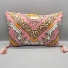 Load image into Gallery viewer, Vintage silk pink decadence cushion
