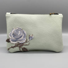 Load image into Gallery viewer, Pistachio leather rose pouch
