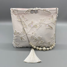 Load image into Gallery viewer, Vintage white silk and hand beaded lace shoulder bag
