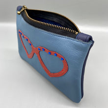 Load image into Gallery viewer, Blue leather glasses pouch
