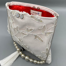 Load image into Gallery viewer, Vintage white silk and hand beaded lace shoulder bag
