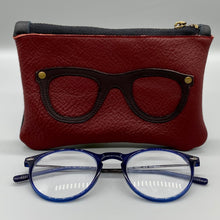 Load image into Gallery viewer, Burgundy &amp; black glasses pouch
