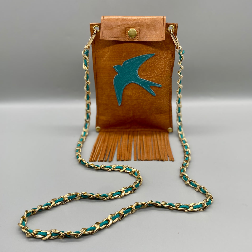 Swallow leather phone crossbody pouch