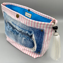 Load image into Gallery viewer, Pink and white stripe pouch
