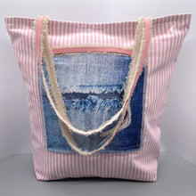 Load image into Gallery viewer, Pink and white stripe tote
