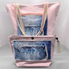 Load image into Gallery viewer, Pink and white stripe tote
