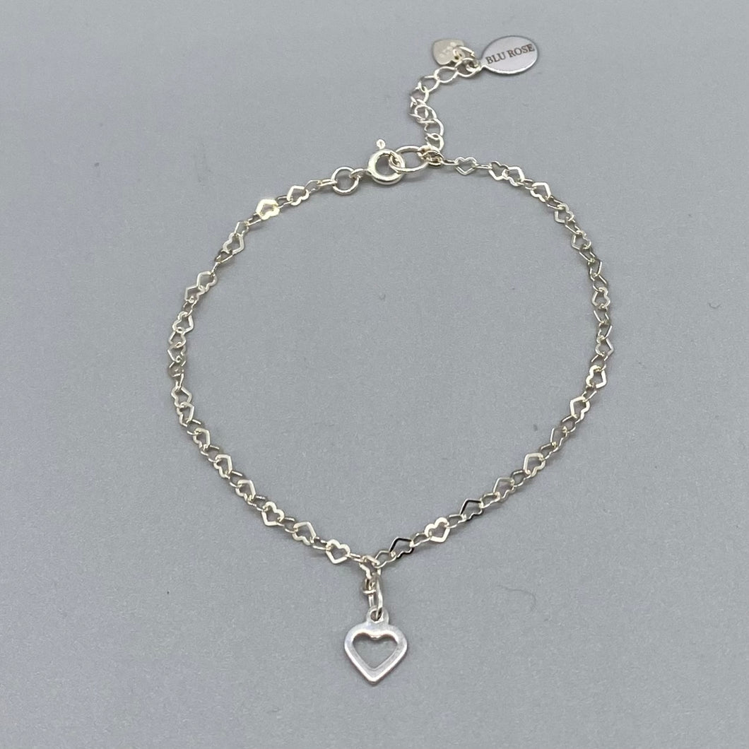 Silver heart chain bracelet