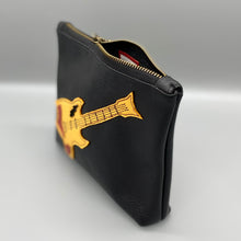 Load image into Gallery viewer, Black leather guitar pouch
