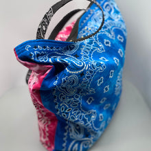 Load image into Gallery viewer, Pink/blue bandana print tote
