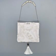 Load image into Gallery viewer, Vintage white silk and hand beaded lace shoulder bag
