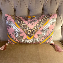 Load image into Gallery viewer, Vintage silk pink decadence cushion
