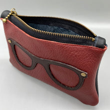 Load image into Gallery viewer, Burgundy &amp; black glasses pouch
