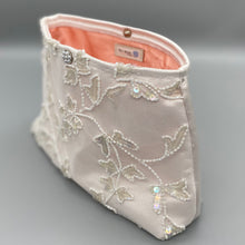 Load image into Gallery viewer, Vintage white silk and hand beaded pouch bag
