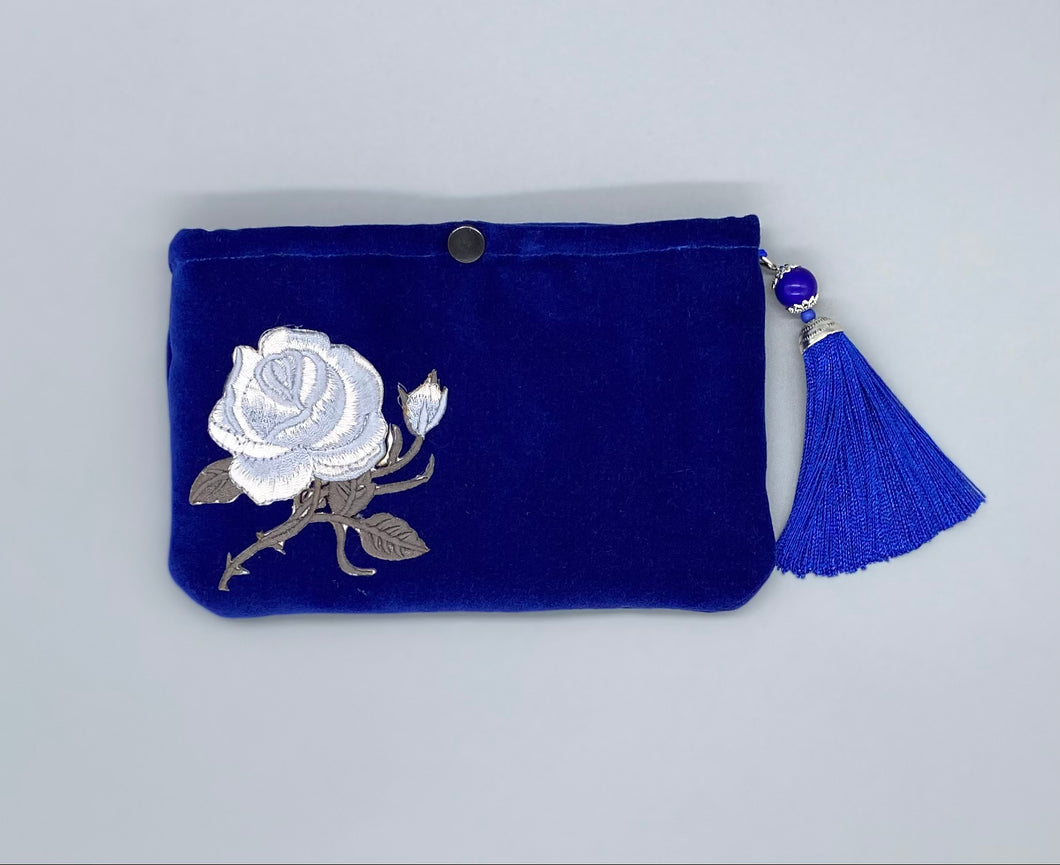 Dark blue velvet pouch