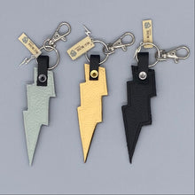 Load image into Gallery viewer, Leather lightning bolt bag keyring/charm
