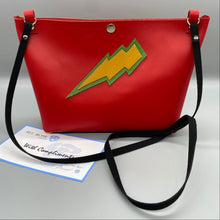 Load image into Gallery viewer, Red vegan leather lightning bolt bag
