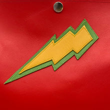 Load image into Gallery viewer, Red vegan leather lightning bolt bag
