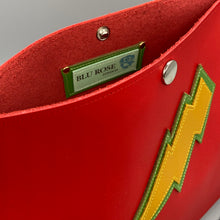 Load image into Gallery viewer, Red vegan leather lightning bolt bag
