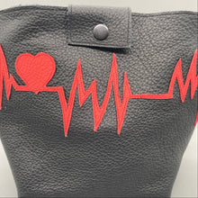 Load image into Gallery viewer, Black leather / red leather heartbeat bag
