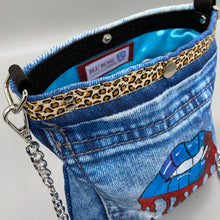 Load image into Gallery viewer, Hand painted digital denim lip bag
