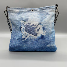 Load image into Gallery viewer, Hand painted digital denim hidden face bag
