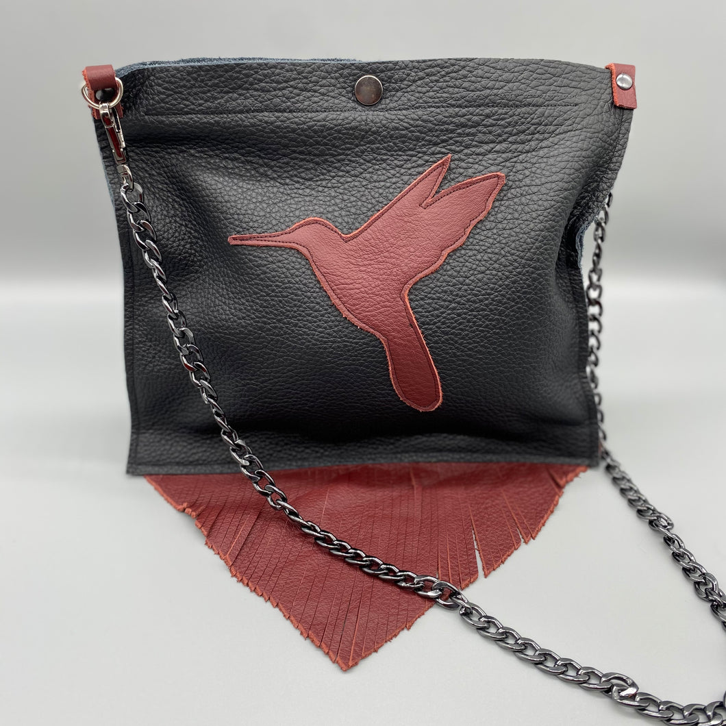 Hummingbird leather shoulder bag