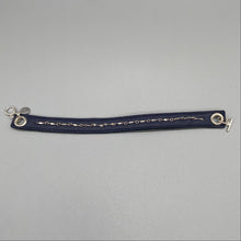 Load image into Gallery viewer, Navy blue leather &amp; sterling silver bracelet
