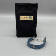 Load image into Gallery viewer, Mens blue leather and sterling silver &#39;Love&#39; bracelet
