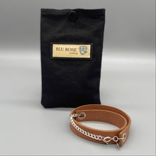 Load image into Gallery viewer, Tan brown leather and sterling silver mens wrap bracelet
