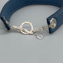 Load image into Gallery viewer, Mens blue leather and sterling silver &#39;Love&#39; bracelet
