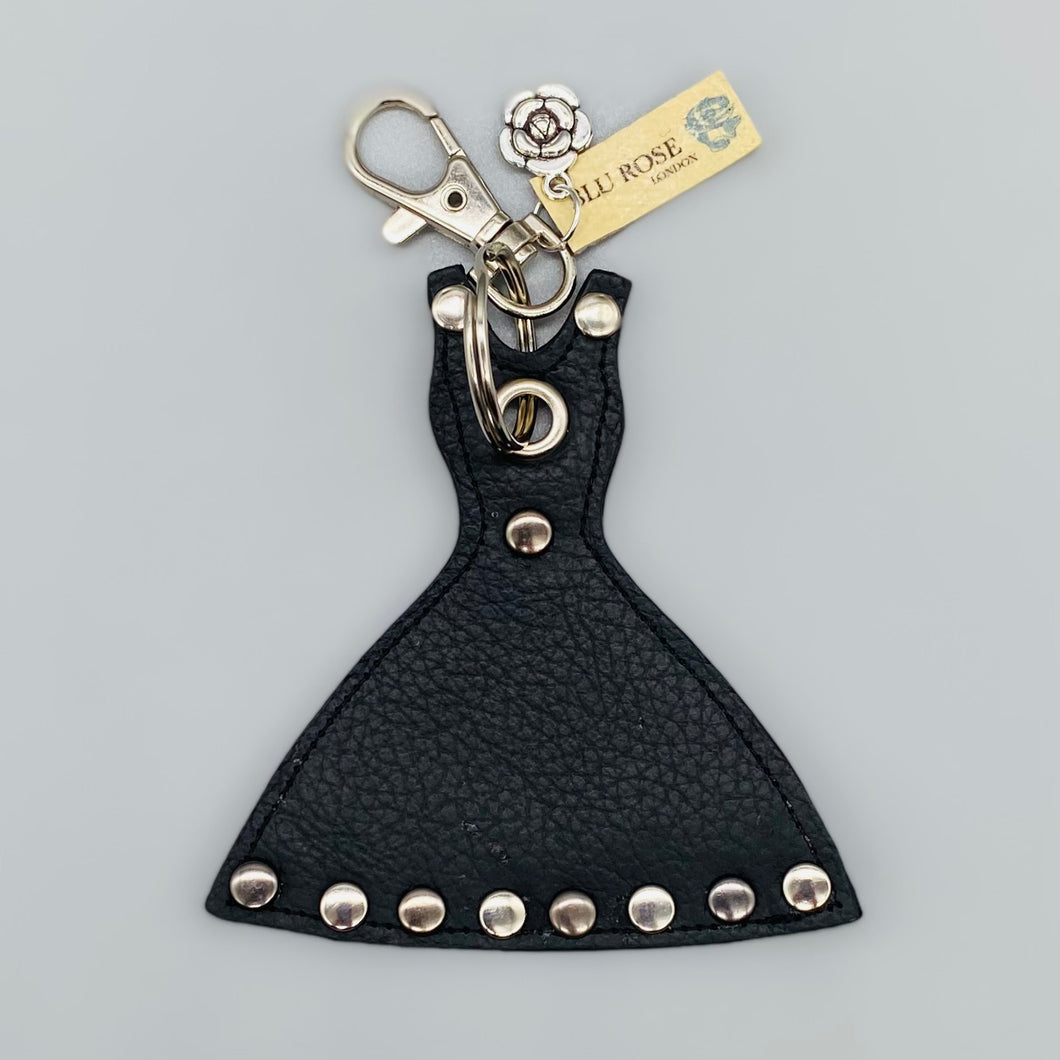 Little black dress leather key/bag charm