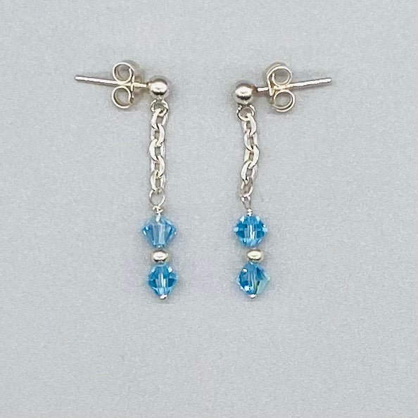 Blue swarovski crystal drop earrings