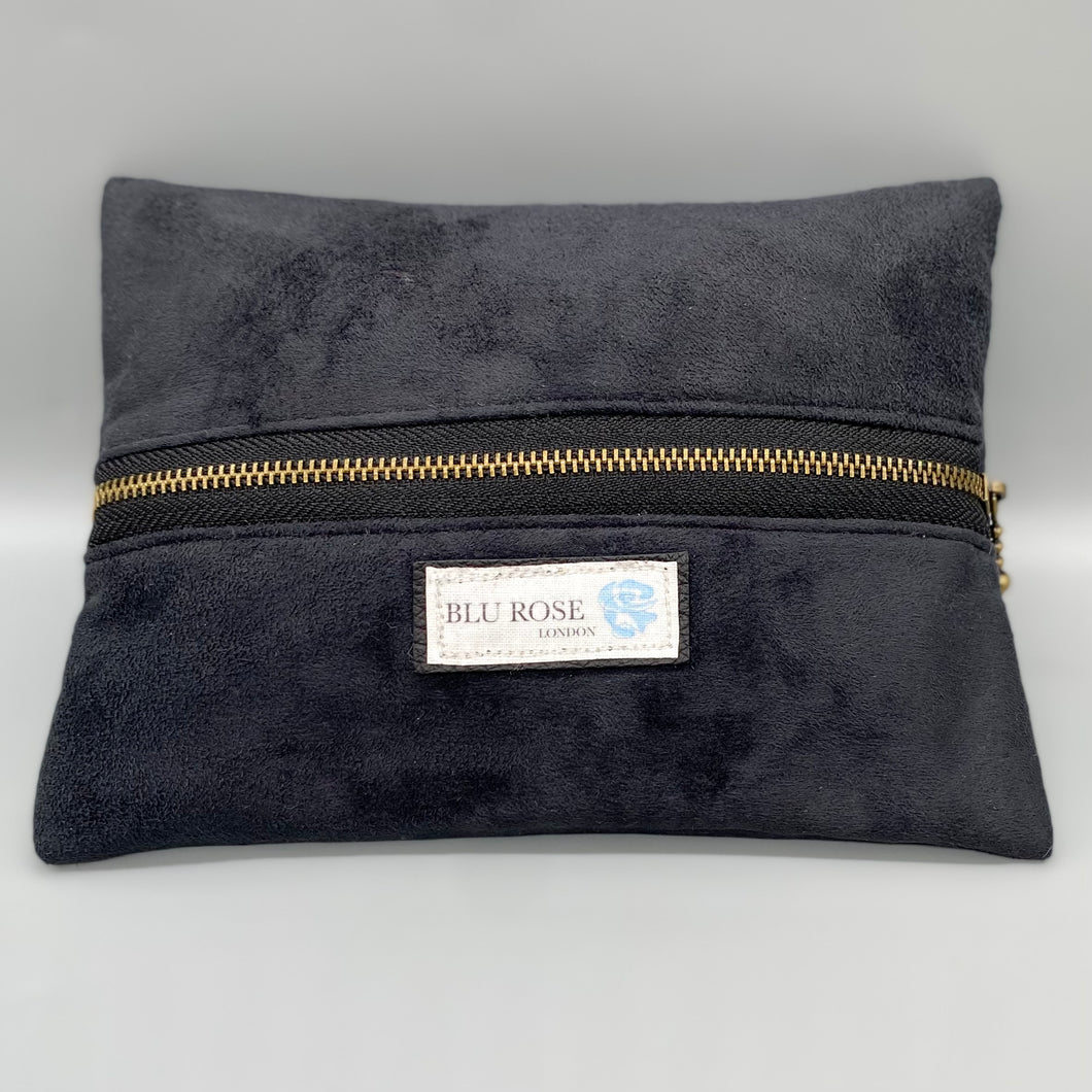 Black suede texture pouch bag